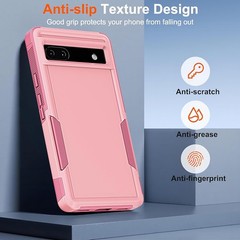 Heavy Duty Full-Body Shockproof Case for Google Pixel 6A 5G 6.1“-Pink