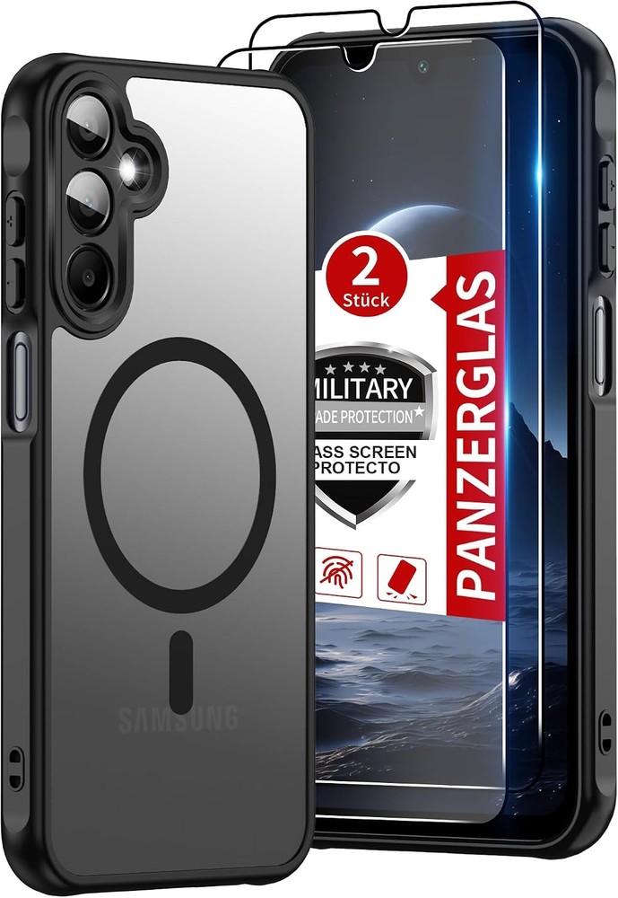 Slim Matte Black Magnetic Case for Samsung Galaxy A15 5G with Screen Protector,