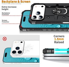 1. For iPhone 17 Pro Max Case, Kickstand, Heavy-Duty Magnet Car Mount, Black