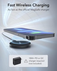 Wireless Fast Charger Pad for iPhone 16/15/14/13/12, 5Ft Cable
