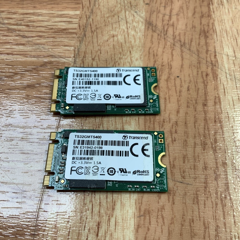 Lot of 10: Transcend 32GB M.2 2242 SATA SSD TS32GMTS400 B+M Key – Industrial
