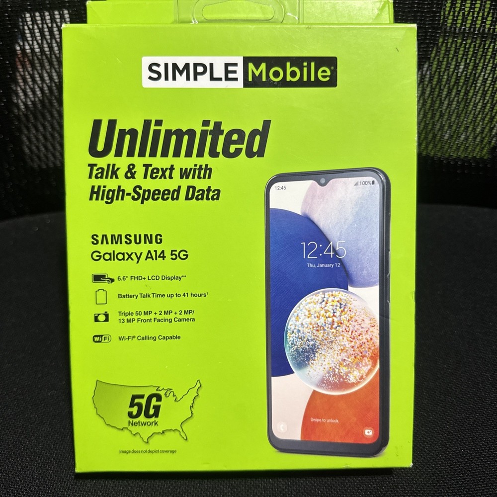 Samsung Galaxy A14 5G – 64 GB – Black (SIMPLE Mobile)