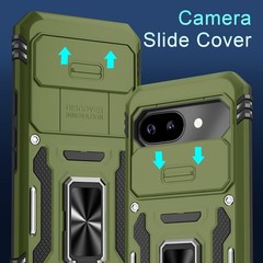 Olive Green Case for Google Pixel 10a with Screen Protector & Slide Camera Cover