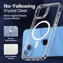 iPhone 14 Plus Case, Shockproof Slim Magnetic Case with Screen Protectors, Clear