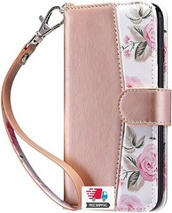 For iPhone7 Plus 8 Plus Wallet Case Protective Card Holder Credit Slot Leather