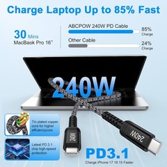 2 Pack 240W USB-C Fast Charger Adapter for Samsung Galaxy S26 Ultra, S26+ 3FT