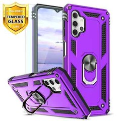 Case for Samsung Galaxy A32 5G with tempered glass Magnetic car mount Purple