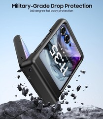Slim Fit Hard Phone Cover for Motorola Razr 2024, Full Body Shockproof Case, Bla