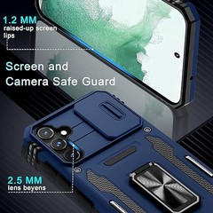 Case for Samsung Galaxy S23 FE 6.4-Inch Slide Camera Cover Navy Blue Kickstand