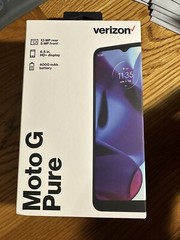 New & Sealed – Verizon Motorola Moto G Pure, 32GB, Blue – Prepaid Smartphone