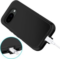 3PCS Shockproof Dust Drop Proof 3-Layer Full Body Case for Google Pixel 10A Blac