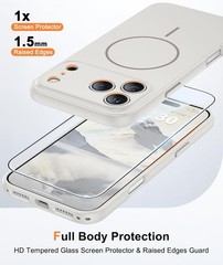 iPhone 17 Pro Max Case: Solid White Matte 17 Promax Magnetic Phone Cover with Fu