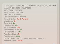 iPhone 15 Pro Max (A2849) 256GB Black Titanium–SEE DETAILS
