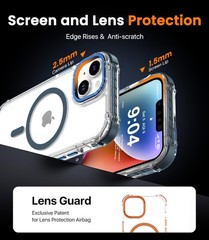 Clear Slim Shockproof Magnetic Case for 6.1-Inch iPhone 13/14 – Strong Protectio
