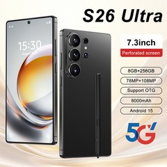 S26 Ultra 5G Smartphone 7.3″ Unlocked Android 15 8GB+256GB Cellphone Dual SIM