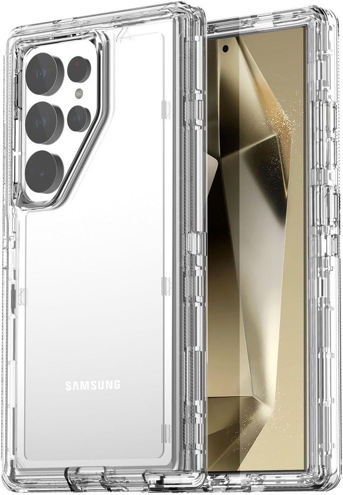 Clear Heavy Duty 3-Layer Shockproof Case for Samsung Galaxy S24 Ultra – Durable