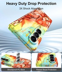 Gold Glitter Marble Pattern Slim Hard PC Case for Samsung Galaxy Z Fold 7, Orang