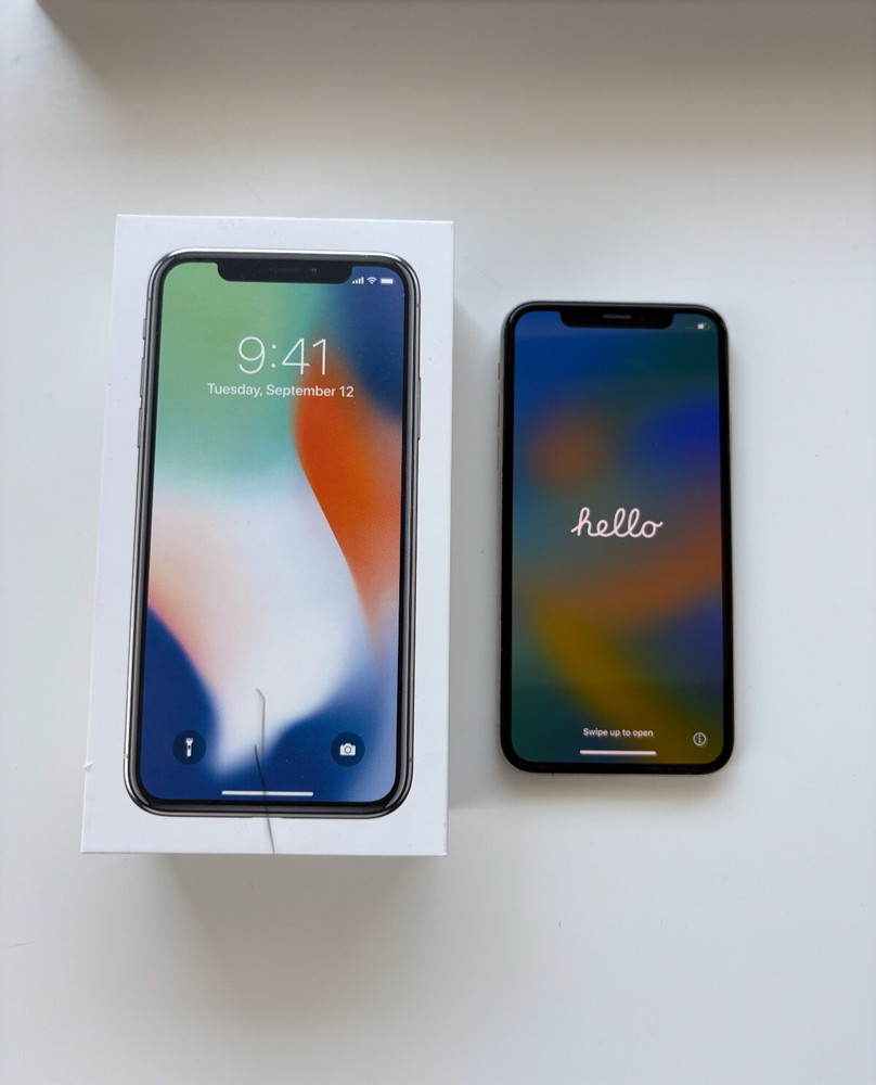 Apple iPhone X – 64GB – Silver (Unlocked) A1865 (CDMA + GSM) – Good