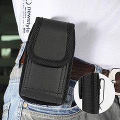 Black Vegan Leather Vertical Pouch Flip Phone Case for Alcatel Go FlipV, MyFlip,