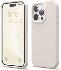 Slim Shockproof Case for iPhone 15 Pro, Full Body Liquid Silicone Cover, Stone