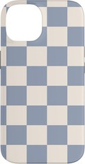 Light Blue-Gray and Creamy Checkered Checkerboard Pattern Case for iPhone 15 Pro