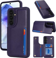 Samsung Galaxy A55 5G Case with Card Holder, Wallet Case for Women Men (Dark Pur