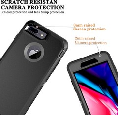 For iPhone 8 Plus/7 Plus Case Built-in Screen Protector Three Layer Heavy Duty