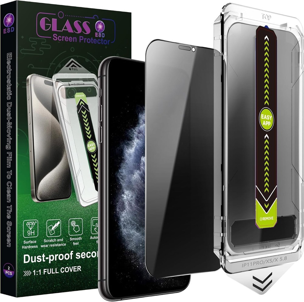 2PCS Anti-Spy Privacy Screen Protector for iPhone X/XS/11 Pro 5.8 Inch Full Cove