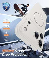 iPhone 17 Pro Max Case: Solid White Matte 17 Promax Magnetic Phone Cover with Fu
