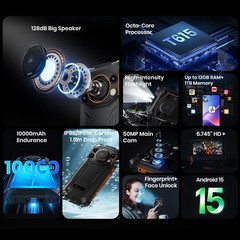 Global FOSSiBOT F110L 4G LTE Rugged Phone Android 15.0 Outdoors Big Speaker 50MP