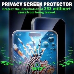3-Pack Tempered Glass Screen Protectors for iPhone 14 Pro Max 15 16 Anti-Spy