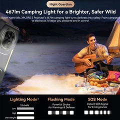 Blackview XPLORE 2 Projector 5G Rugged Phone Android 15 Mobile Waterproof Global