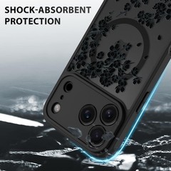 Translucent Floral Phone Cover Case for iPhone 17 Pro 6.3 Inch – Black Design