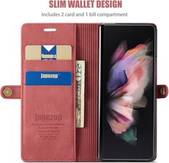 Leather Flip Case Wallet for Samsung Galaxy Z Fold 3 5G, RFID Blocking, Kickstan