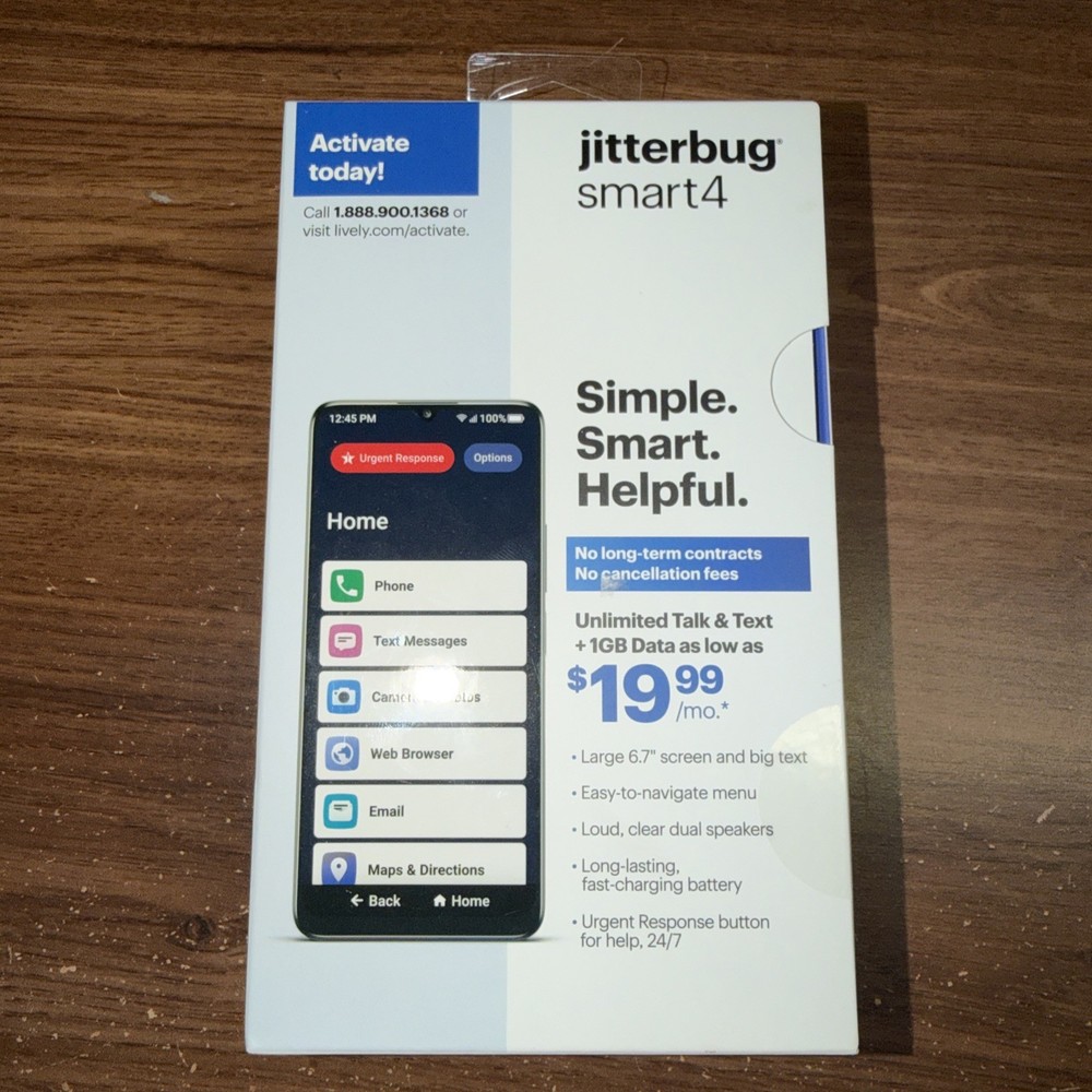 Lively Jitterbug Smart4 Smartphone for Seniors BRAND NEW SEALED IN BOX.