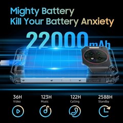 Rugged Phone Oukitel WP19 Pro Helio G99 22000mAh 8GB+256GB 64MP Camera 120Hz 33W