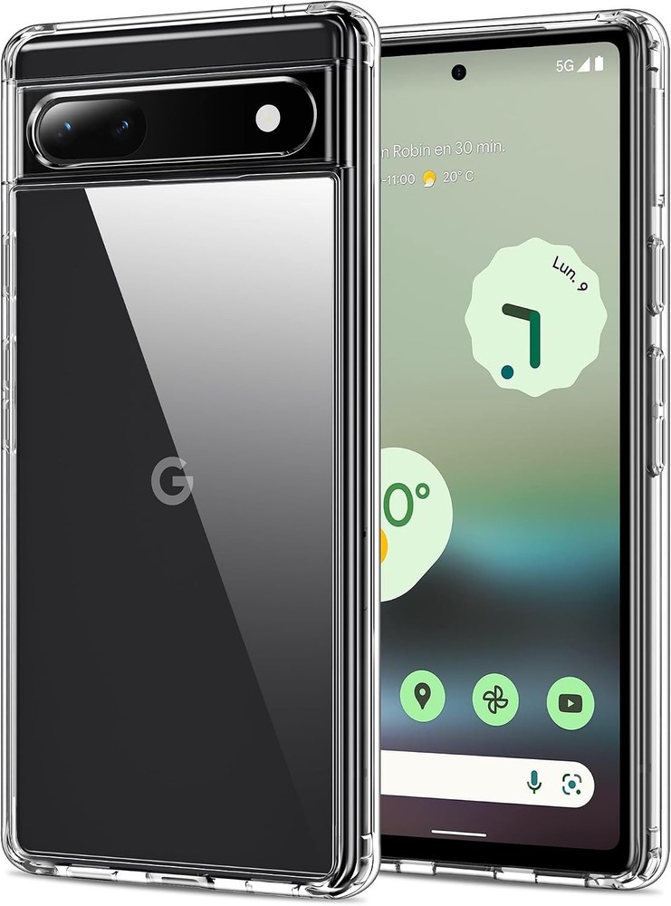 for Google Pixel 6A Case, Transparent Hard Back Phone Cover, Drop Protection, An