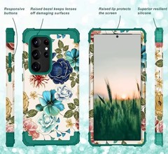 Galaxy S24 Ultra Case, Shockproof Heavy Duty Hard Plastic + Soft Silicone Bumper