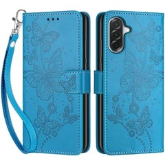 Wallet Case for Samsung Galaxy A37 5G, Blue Butterfly Flip Folio with Card Slots