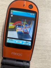 Fujitsu F900iC docomo Flip Phone Black Orange Japan Mobile Cell Phone Vintage