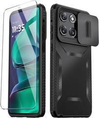 Moto G Stylus 5G 2025 Case with Slide Camera Cover and Screen Protector, Mint Gr