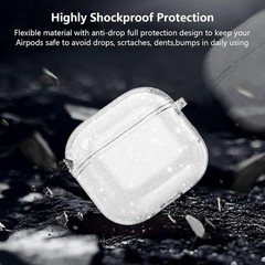 Clear Glitter Case for Airpods 4, Sparkle Bling Shockproof TPU Skin Cover 2024