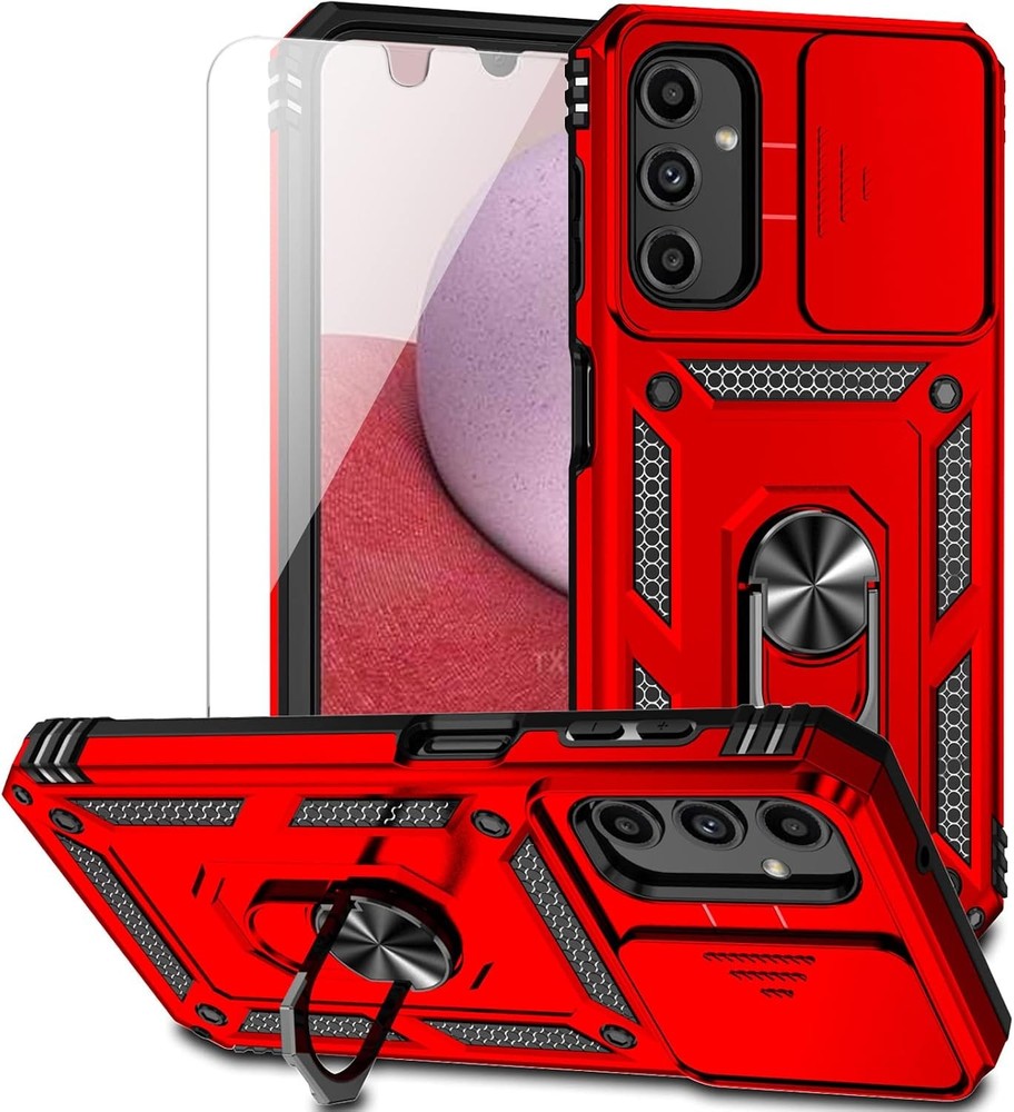 Samsung Galaxy A14 5G Case with Slide Camera Cover HD Screen Protector, Red