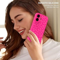 iPhone 17 Case Hot Pink Leopard Pattern Phone Case with Camera Protection, Soft