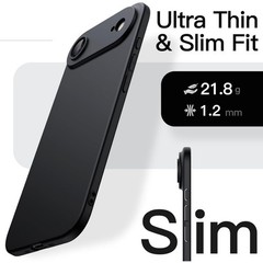 Ultra-Thin Slim Case for iPhone 17 Air, Matte Black, Lightweight, Lens Protectio