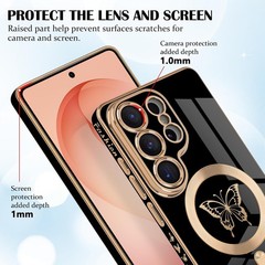 Samsung Galaxy S26 Ultra 5G Magnetic Case, Cute Butterfly Luxury Plating Edge Ca