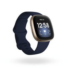 Fitbit Versa 3 Health & Fitness Smartwatch with GPS Midnight Blue/Gold, One Size