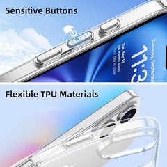 Clear iPhone 17 Case with Screen Protector, Shockproof Slim TPU Cover, Wireless
