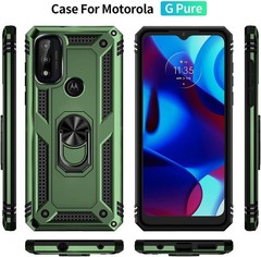 [1+1 PCS] Case & HD Screen Protector for Moto G Pure & Moto G Power 2022 Militar
