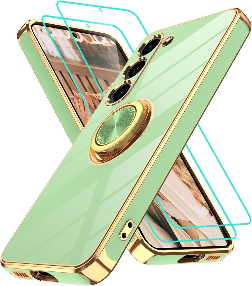 Samsung Galaxy S23 Case with 2Pcs Screen Protector, 360° Rotation Ring Holder